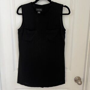 VINTAGE 90s THE LIMITED MINIMALIST JET BLACK SLEEVELESS TUNIC TOP XS